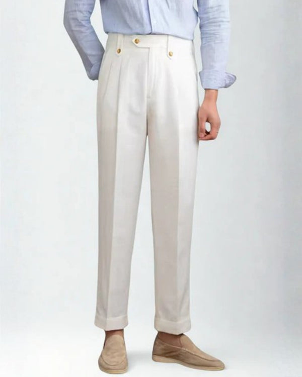 Coruña Neat Linen Trousers - White