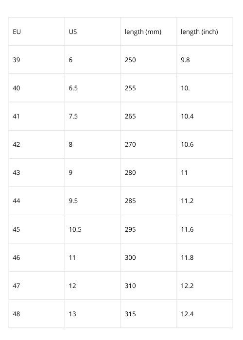 size chart