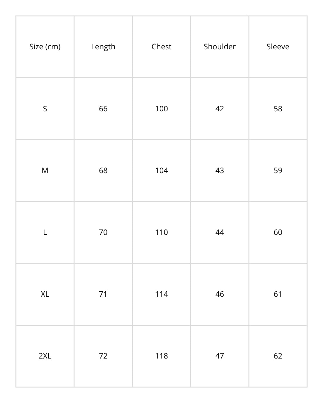 size chart