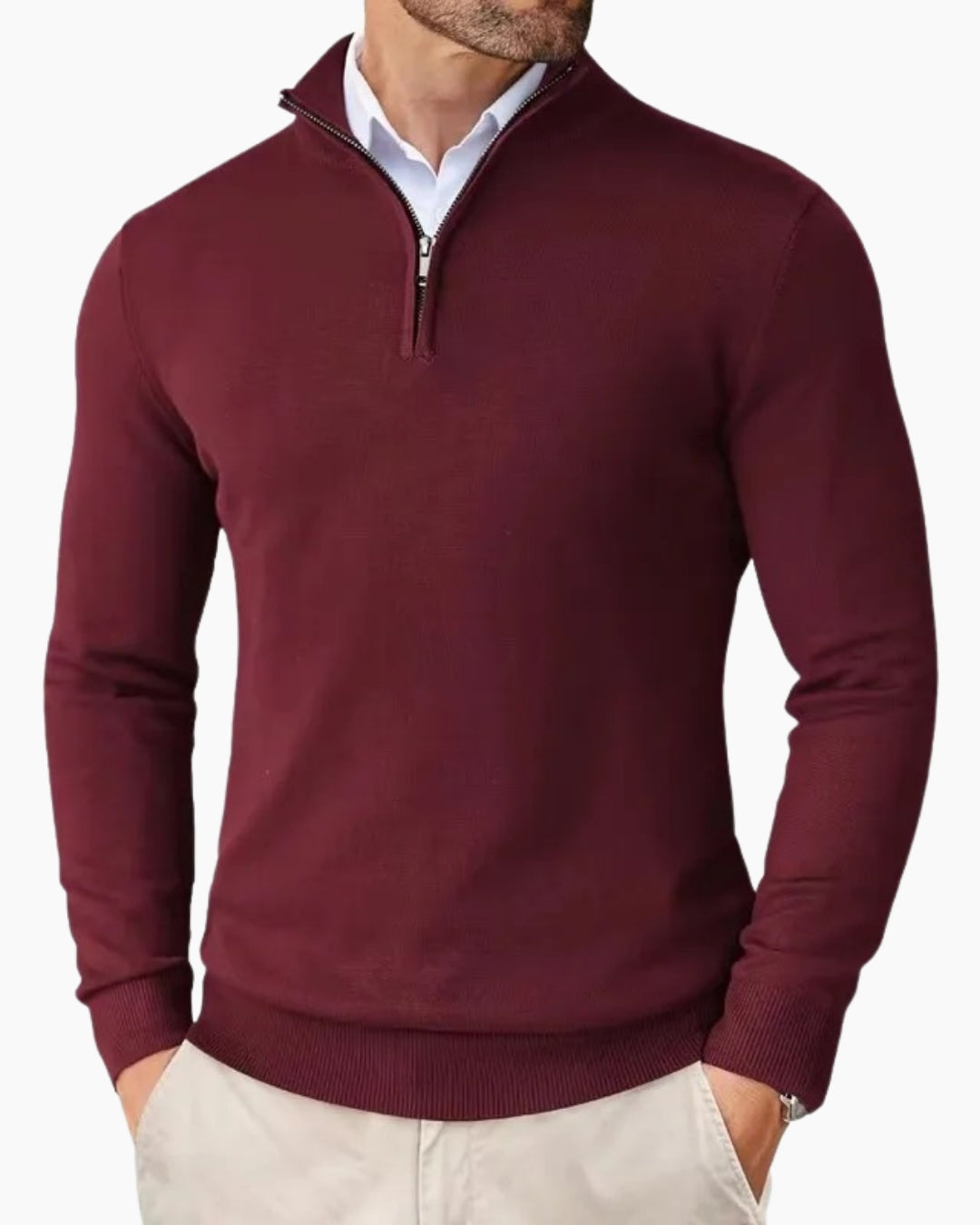 Essential Half zip Trui - Bordeaux