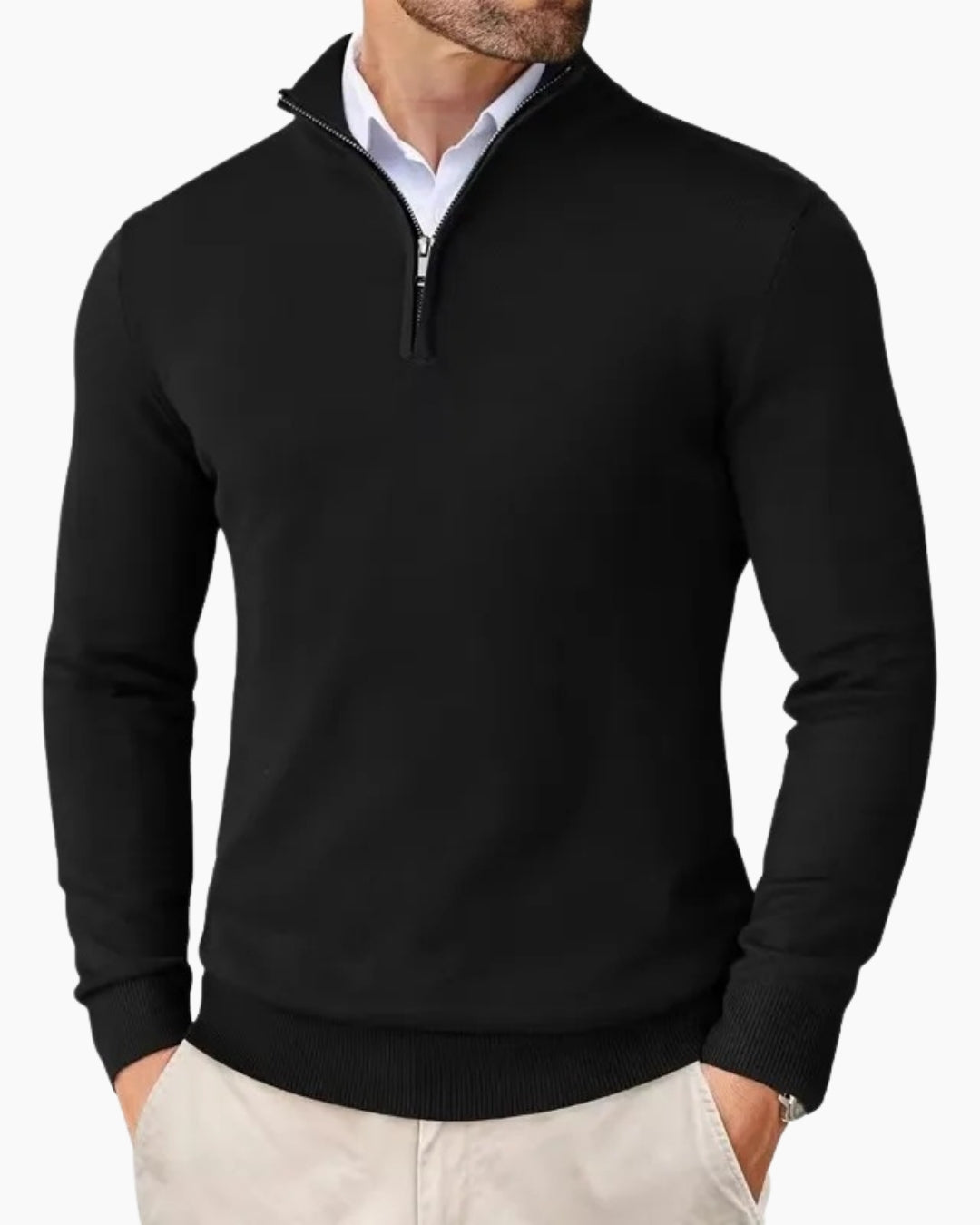 Essential Half zip Trui - Zwart