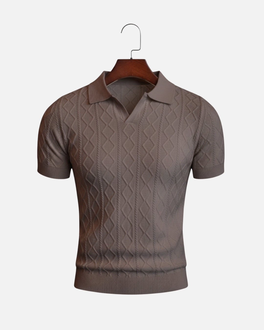 Costa Tapered Knit Polo - Mokka