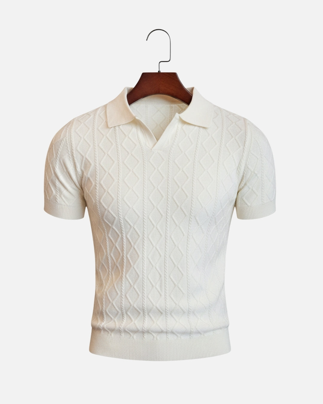Costa Tapered Knit Polo - Ivoor