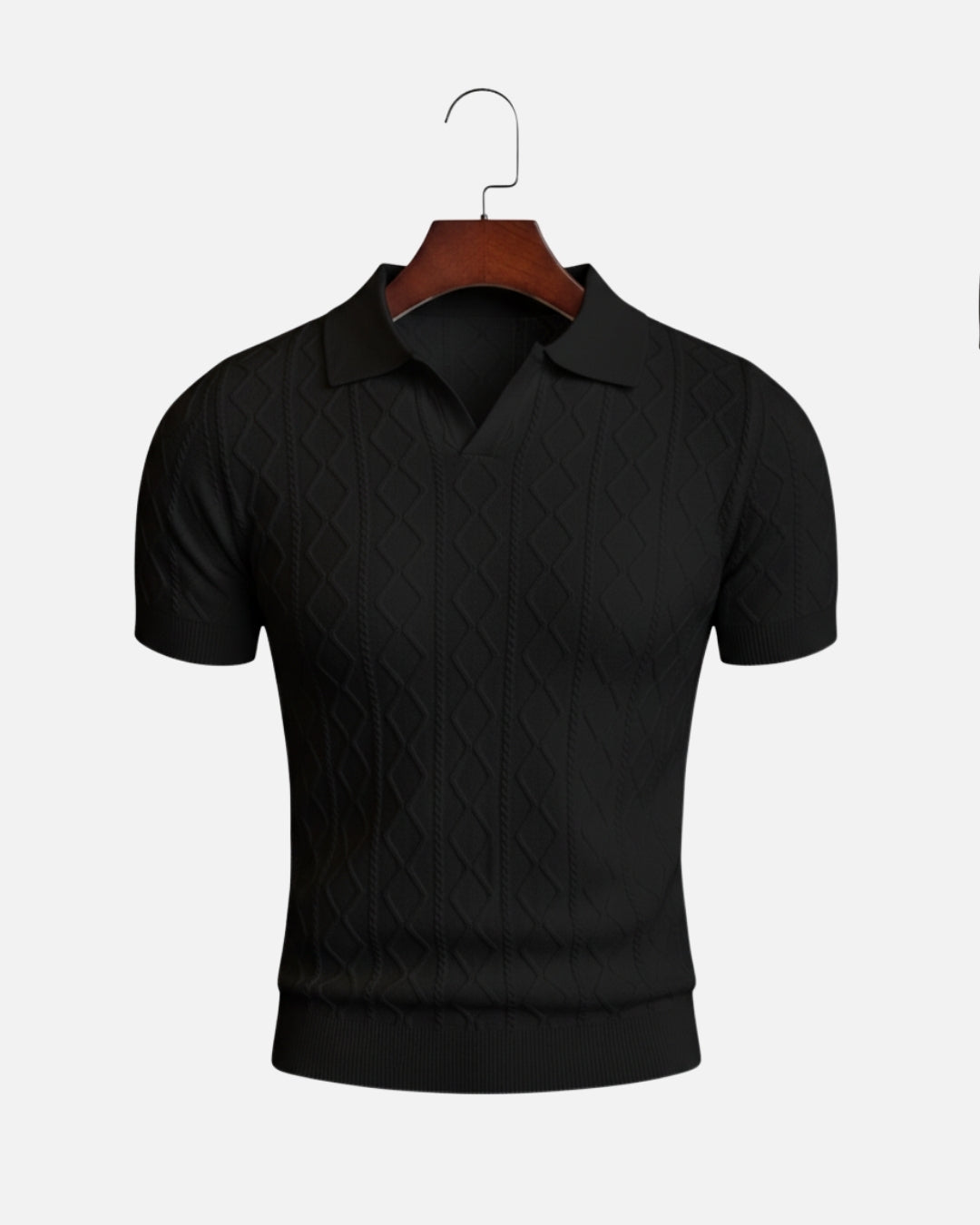 Costa Tapered Knit Polo - Zwart