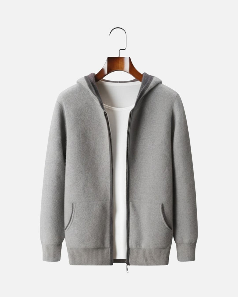 Kasjmierblend Full-Zip Hoodie Two-Tone - Grijs