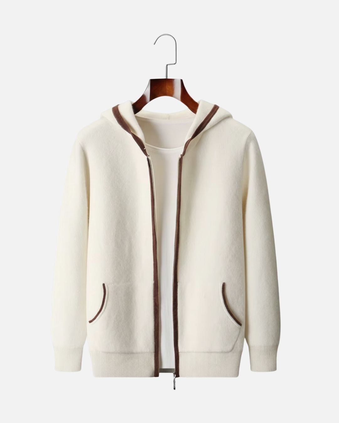 Kasjmierblend Full-Zip Hoodie Two-Tone - Ivoor