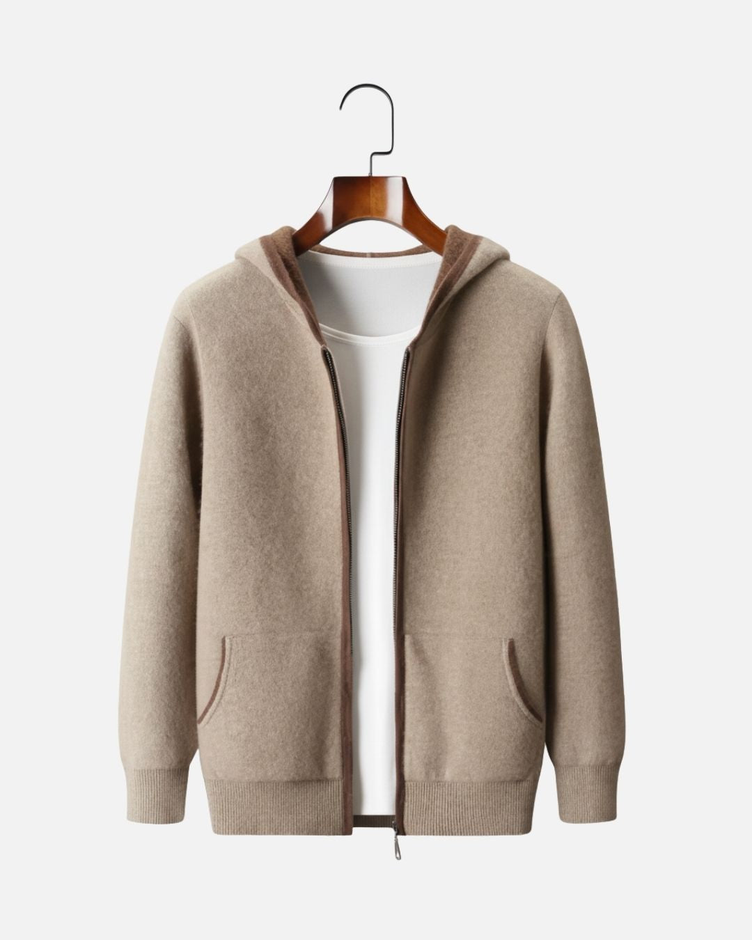 Kasjmierblend Full-Zip Hoodie Two-Tone - Mocha