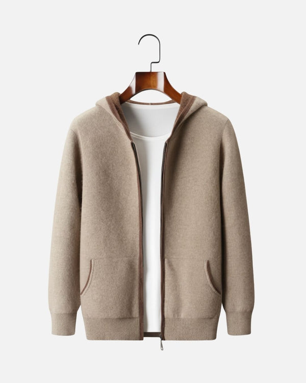 Kasjmierblend Full-Zip Hoodie Two-Tone - Mocha