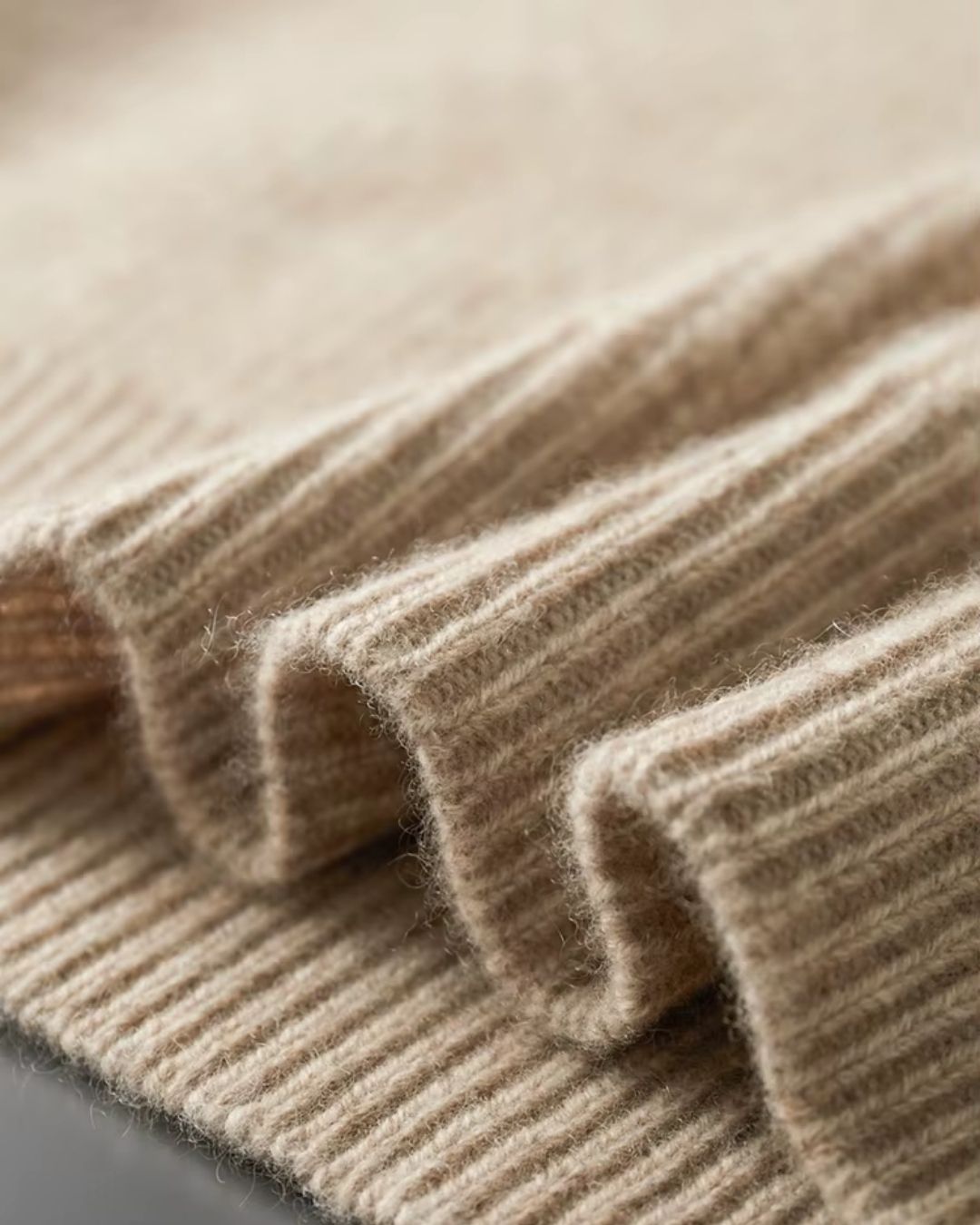 Kasjmierblend Waffle Knit Hoodie - Camel
