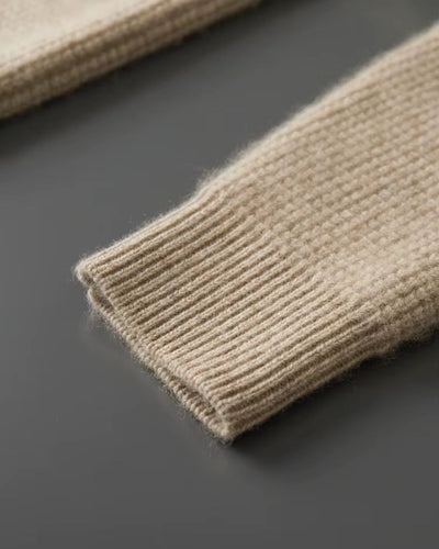 Kasjmierblend Waffle Knit Hoodie - Camel