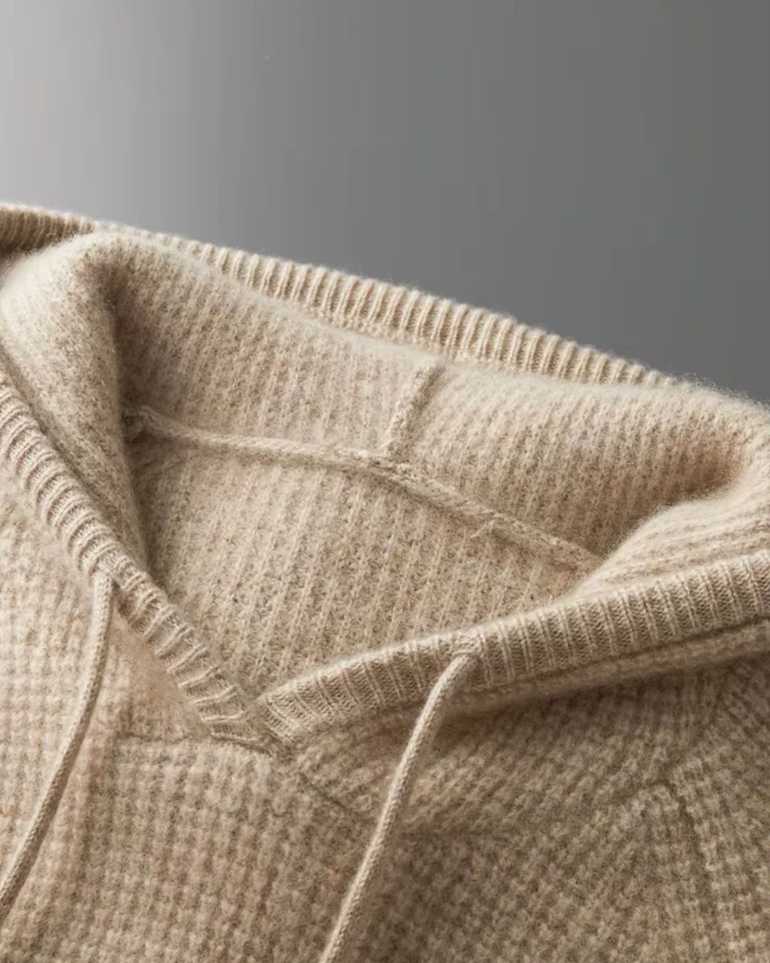 Kasjmierblend Waffle Knit Hoodie - Camel