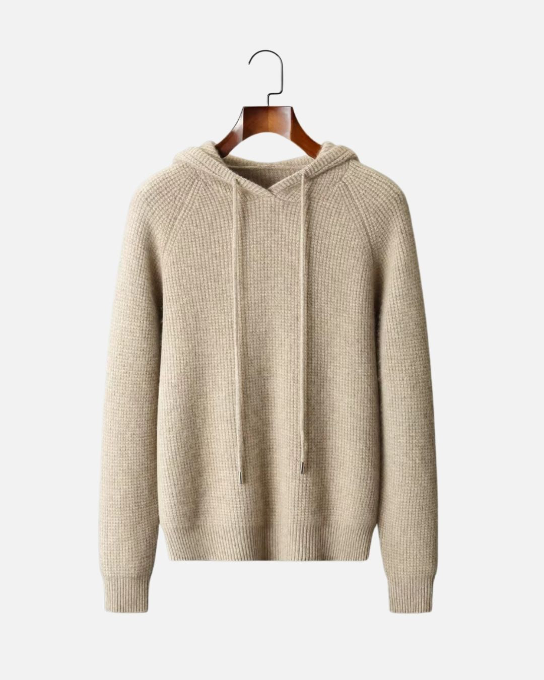Kasjmierblend Waffle Knit Hoodie - Camel