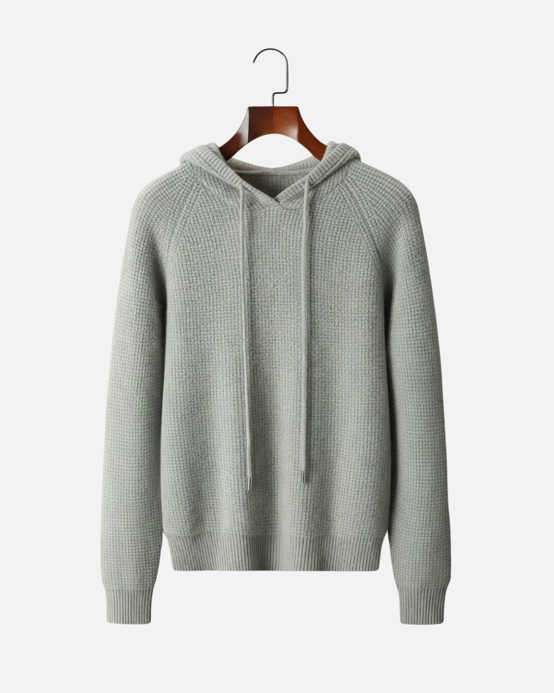 Kasjmierblend Waffle Knit Hoodie - Grijsgroen