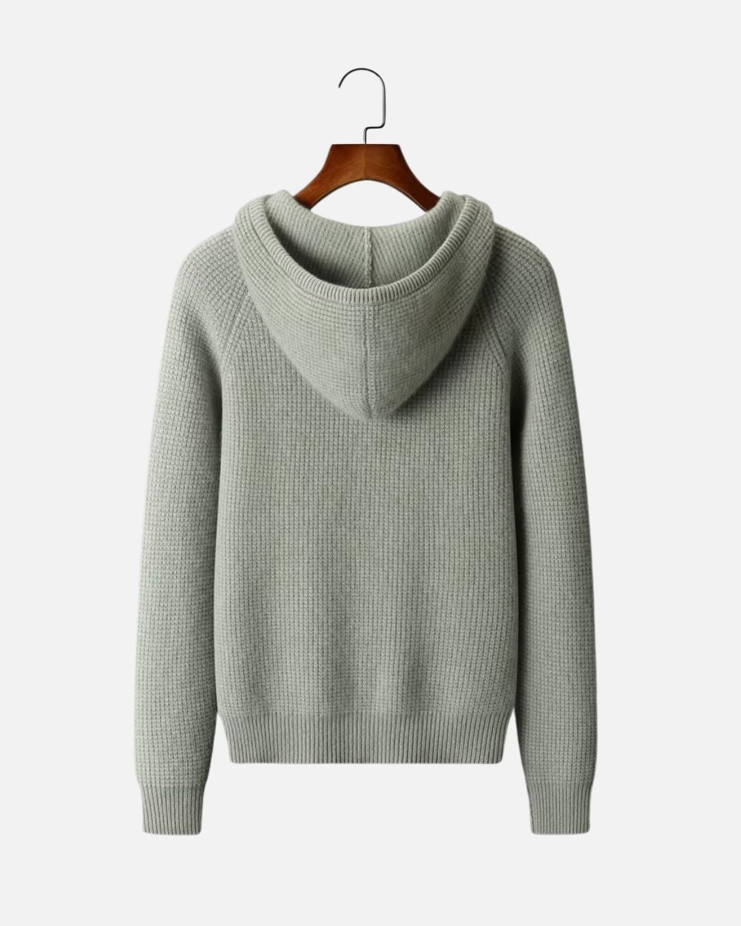 Kasjmierblend Waffle Knit Hoodie - Grijsgroen