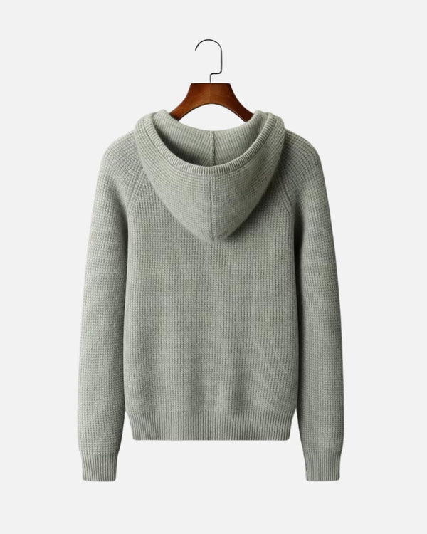 Kasjmierblend Waffle Knit Hoodie - Grijsgroen