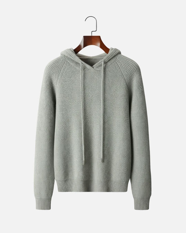 Kasjmierblend Waffle Knit Hoodie - Grijsgroen