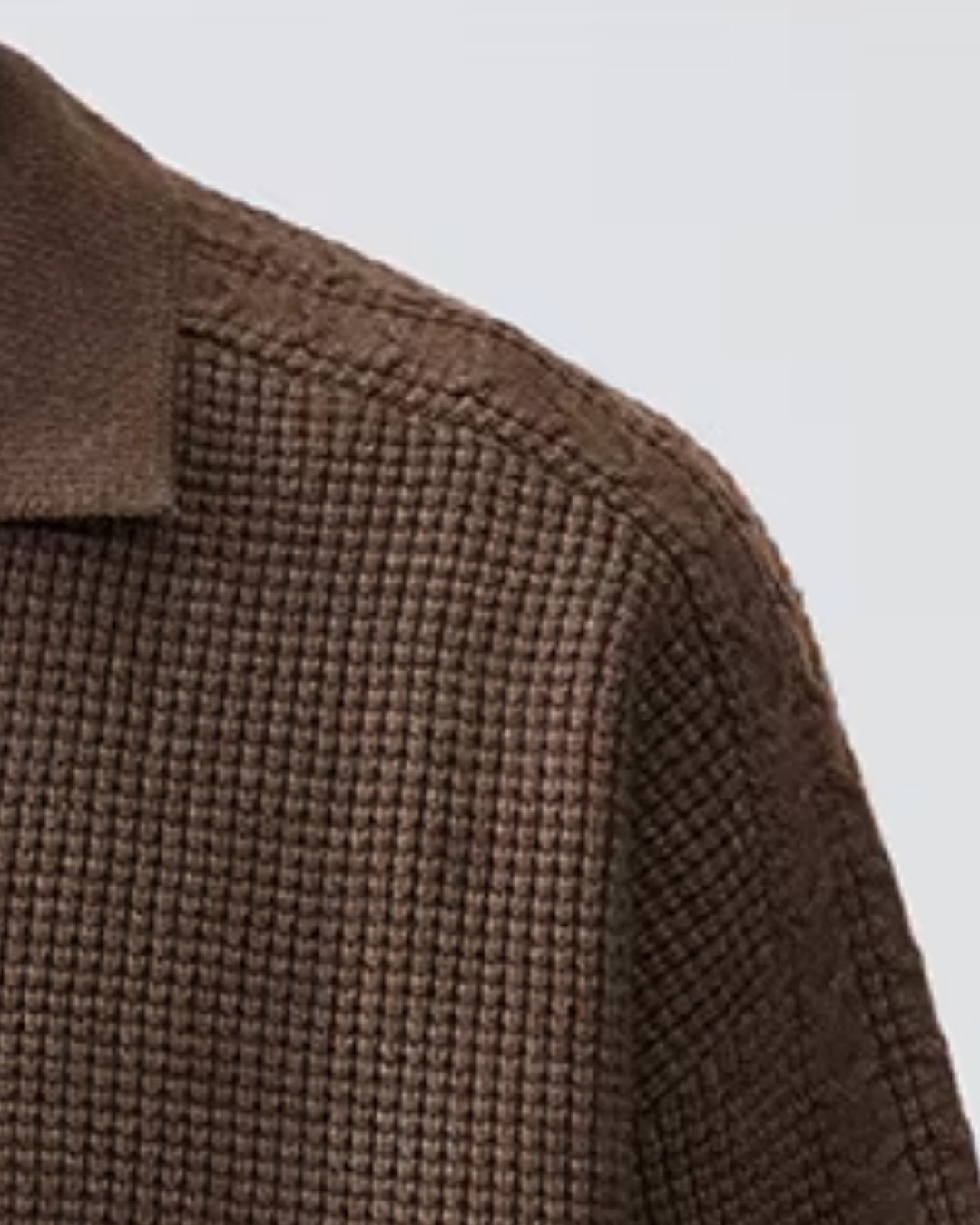 Katoenen Waffle Half-Zip Sweater - Espresso