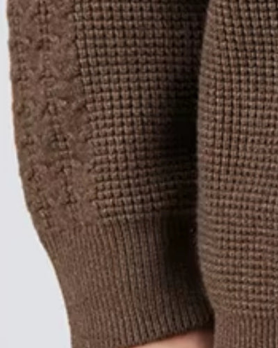 Katoenen Waffle Half-Zip Sweater - Espresso