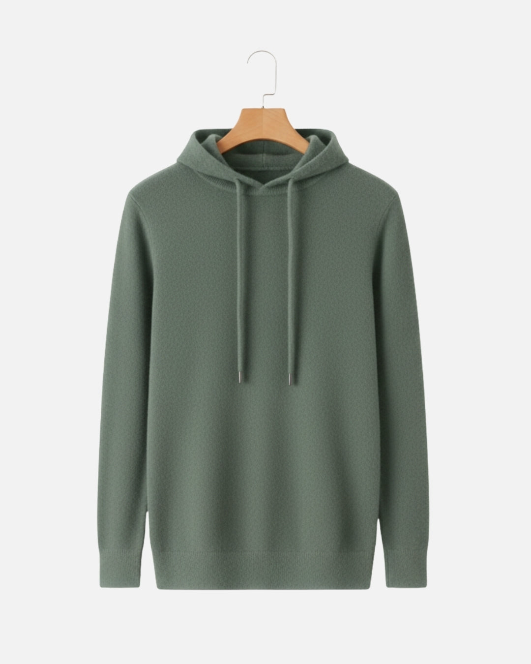 Merinowollen Basics Hoodie - Olijf