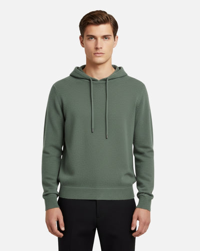 Merinowollen Basics Hoodie - Olijf
