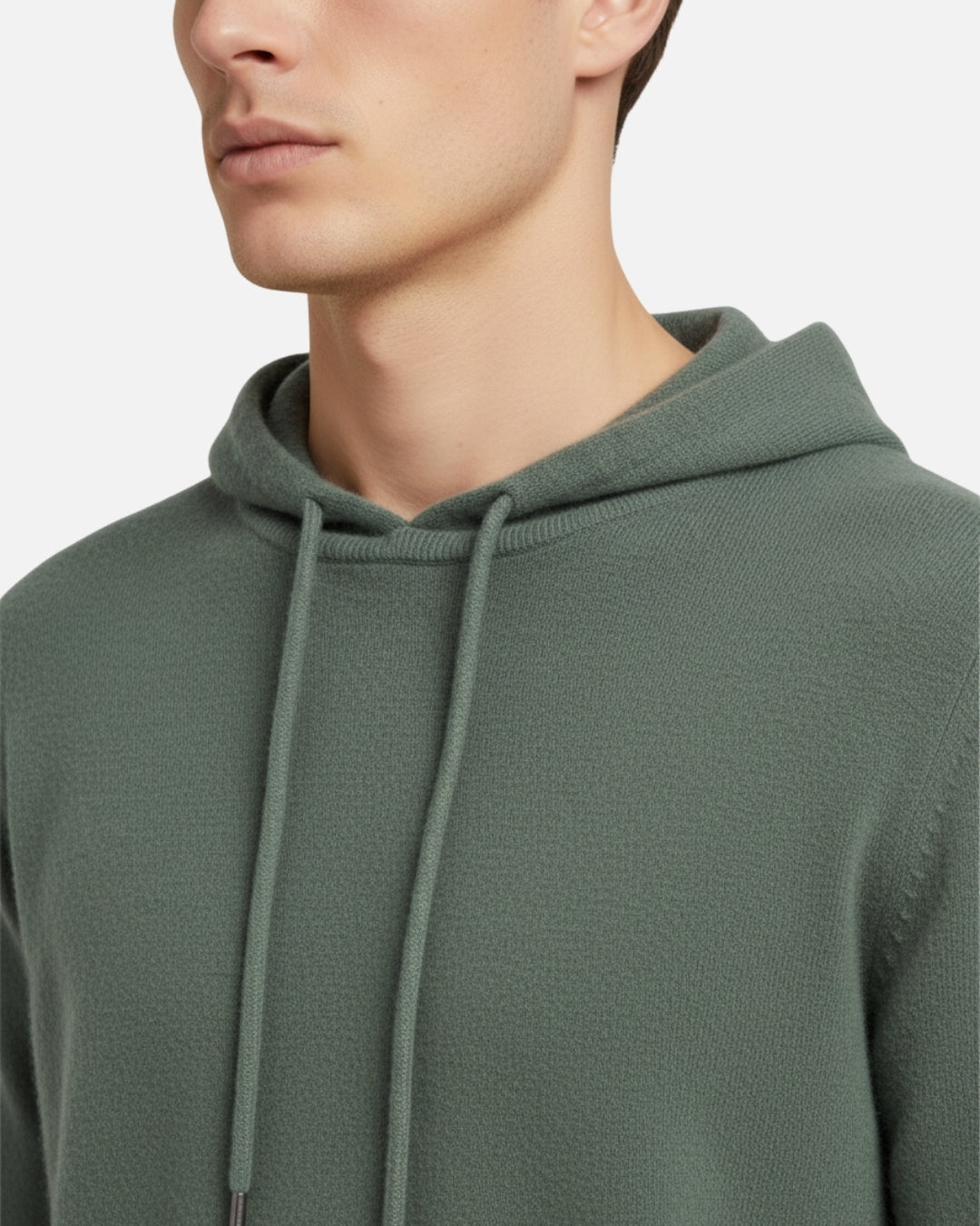 Merinowollen Basics Hoodie - Olijf
