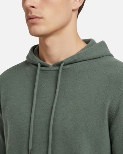 Merinowollen Basics Hoodie - Olijf