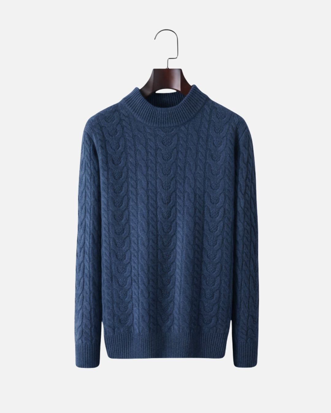 Merinowollen Cable Knit Trui - Navy