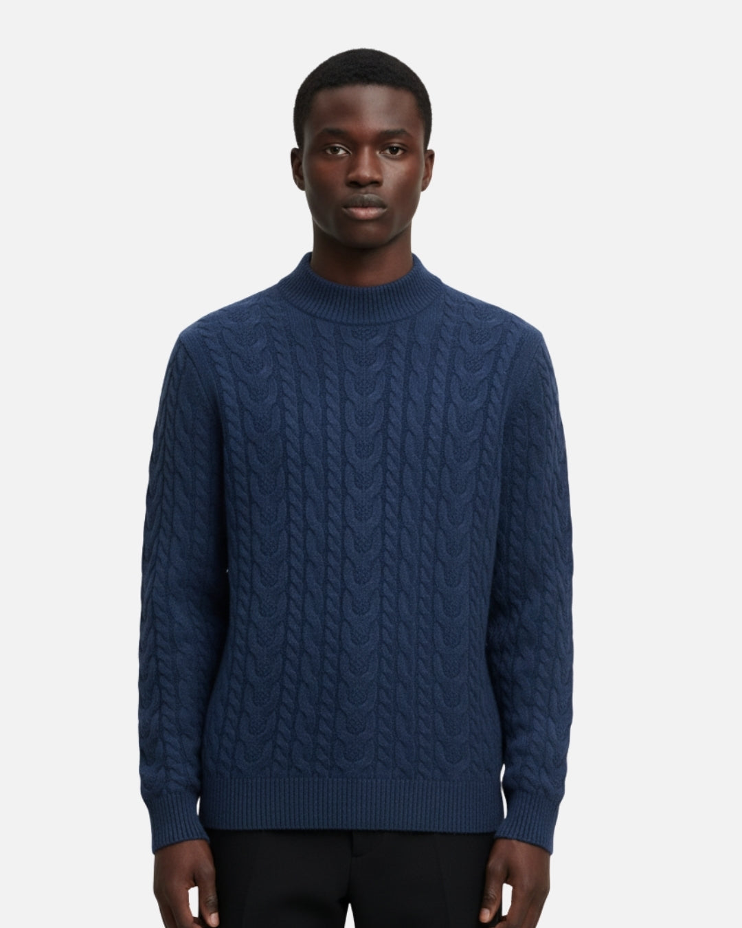 Merinowollen Cable Knit Trui - Navy