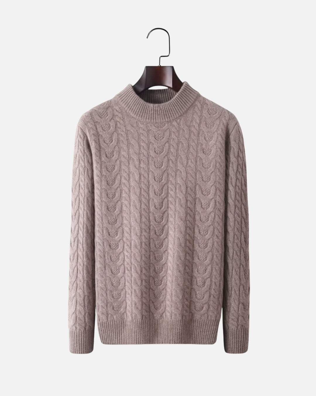 Merinowollen Cable Knit Trui - Taupe