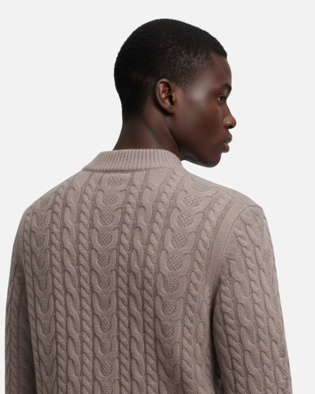 Merinowollen Cable Knit Trui - Taupe
