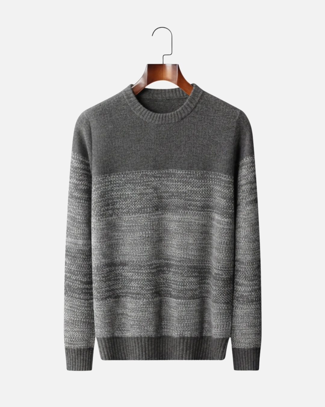 Merinowollen Crewneck Gradient Sweater - Grijs