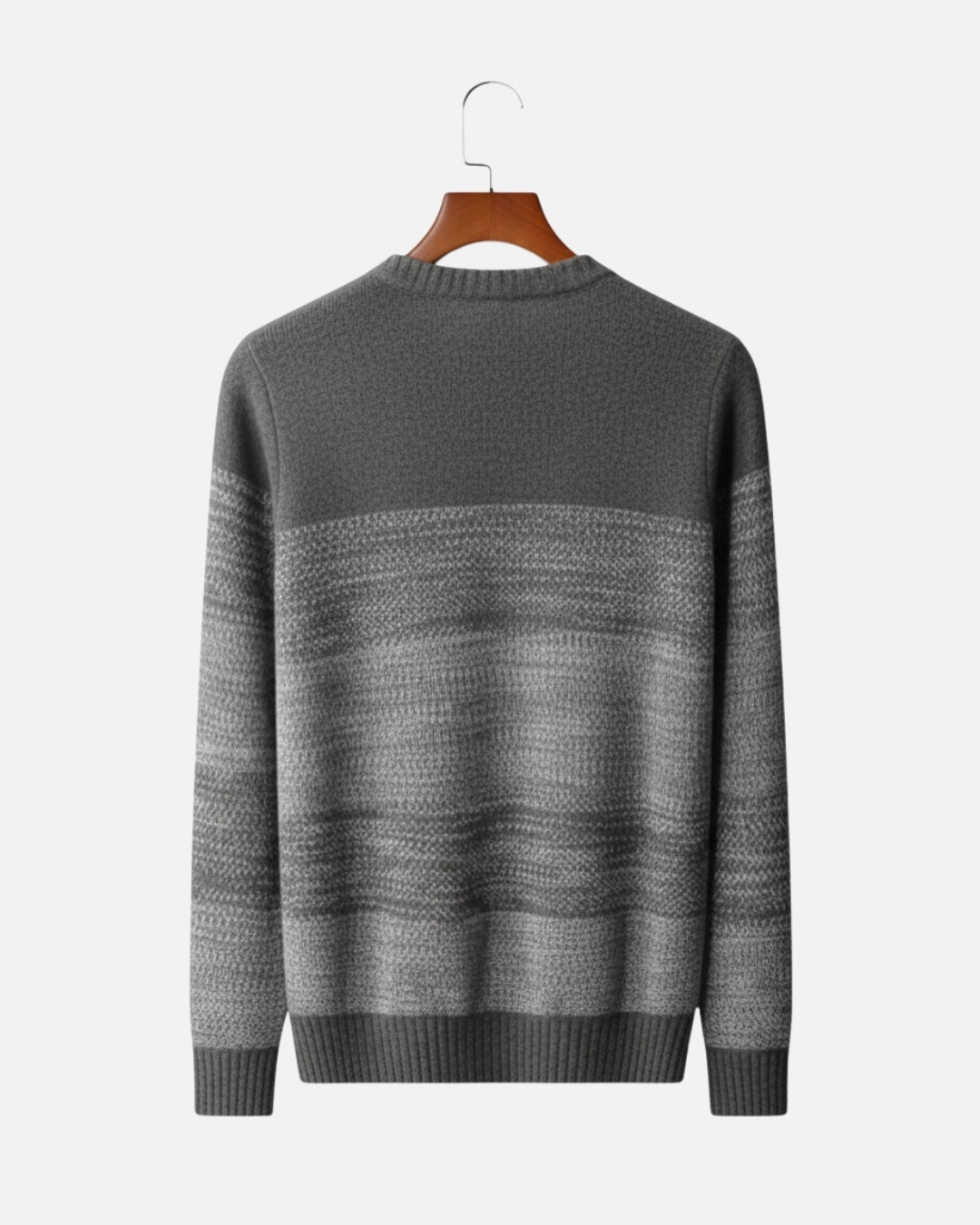 Merinowollen Crewneck Gradient Sweater - Grijs