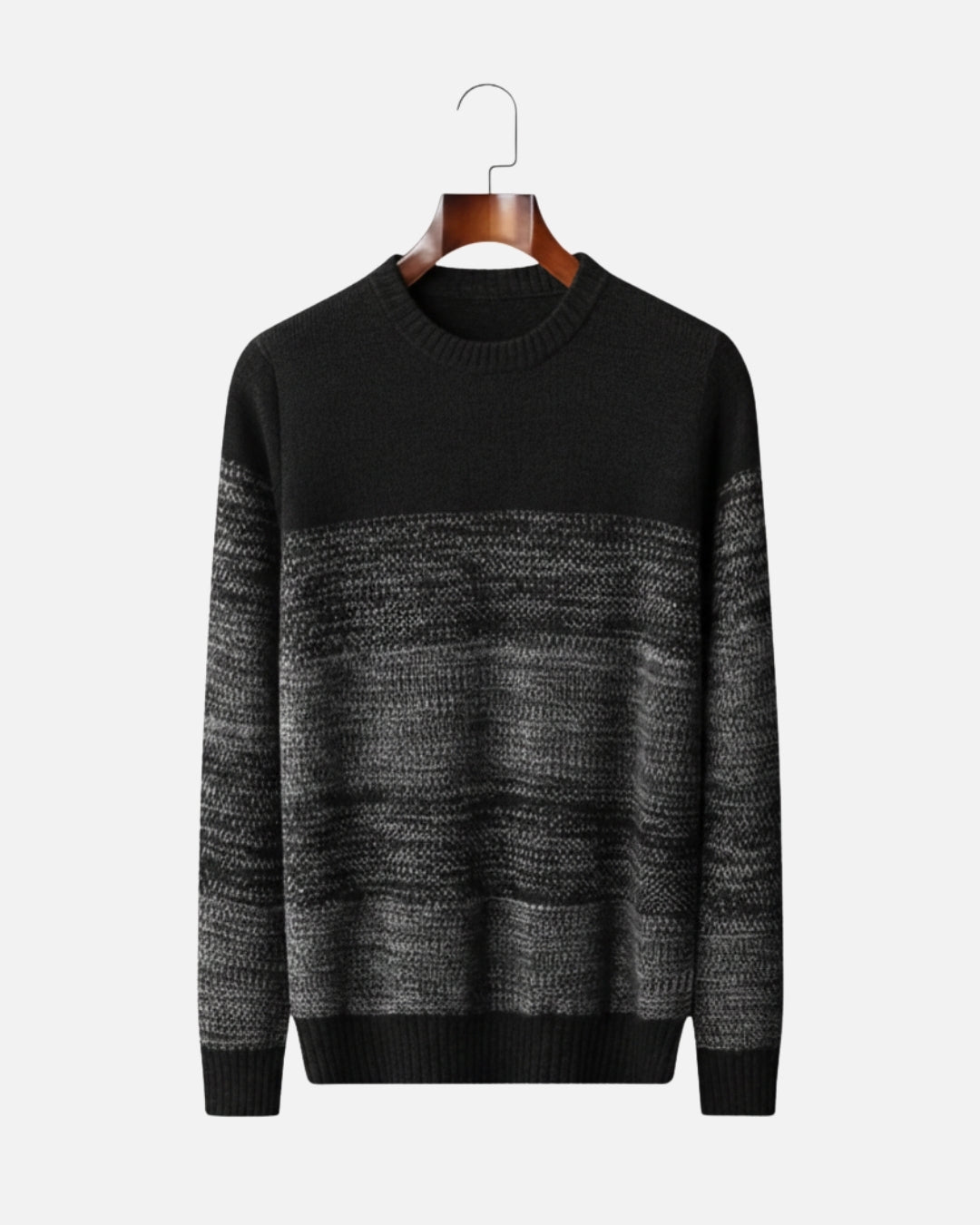Merinowollen Crewneck Gradient Sweater - Zwart