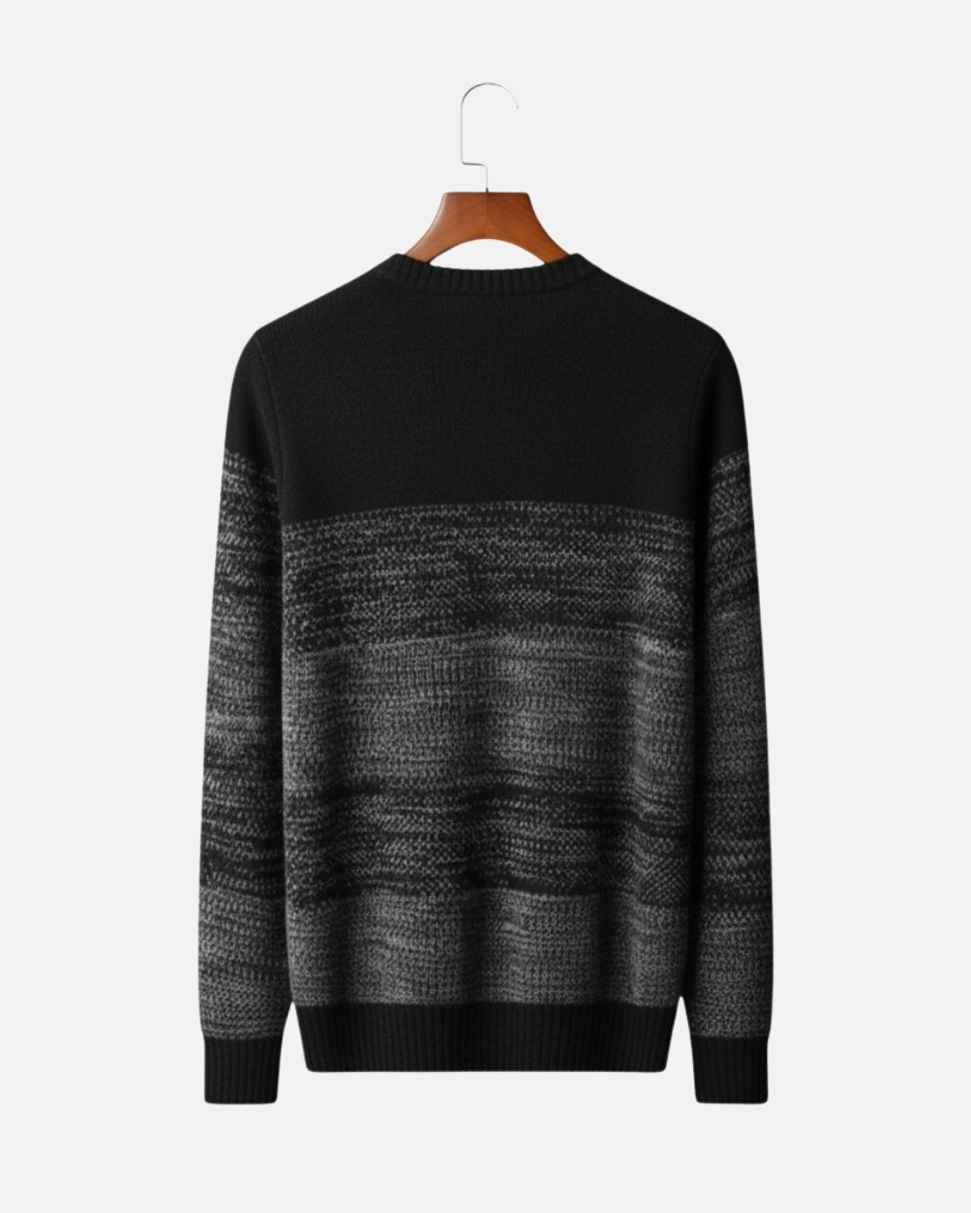 Merinowollen Crewneck Gradient Sweater - Zwart
