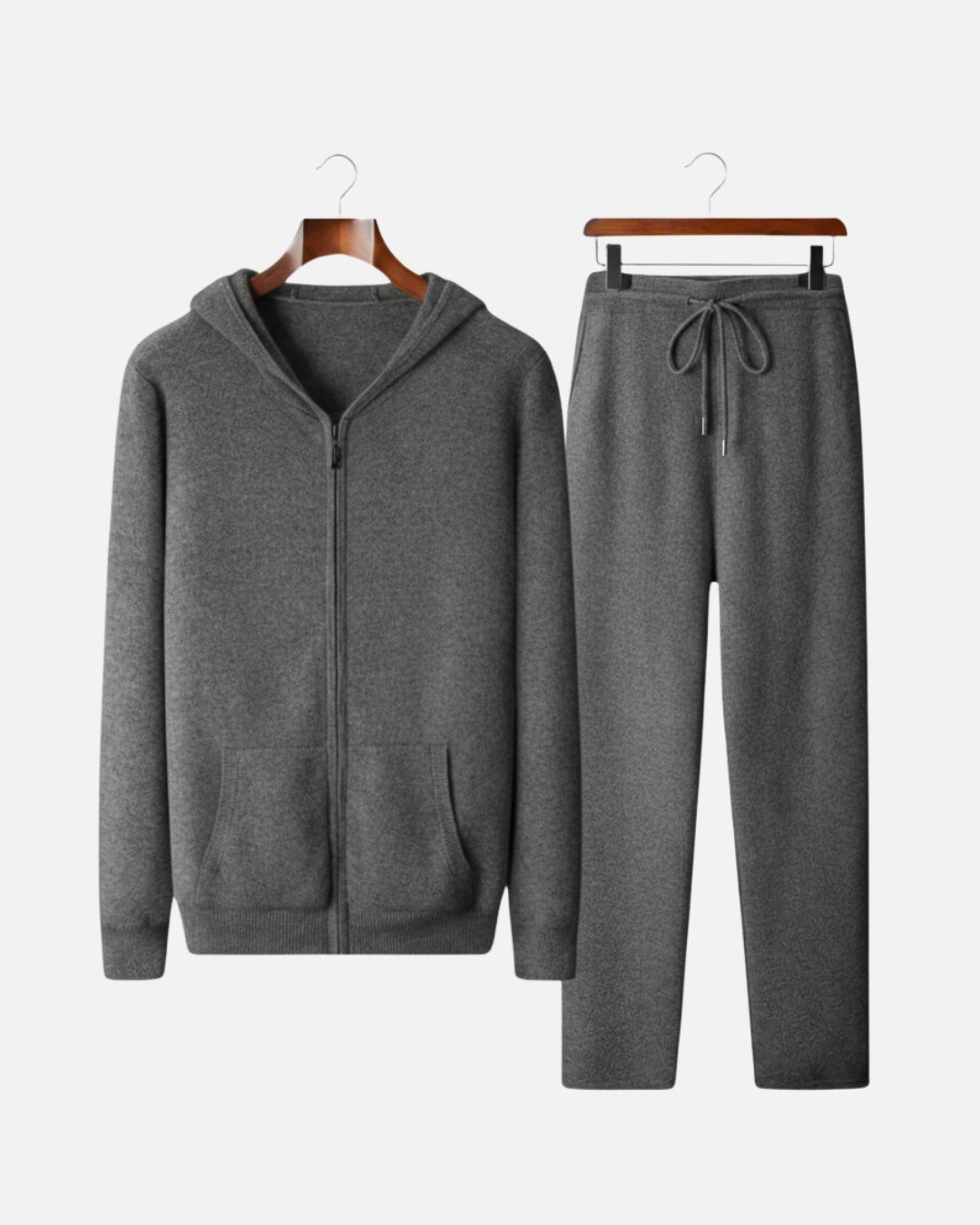 Merinowollen Full-Zip Hoodie Comfort Set - Grafiet