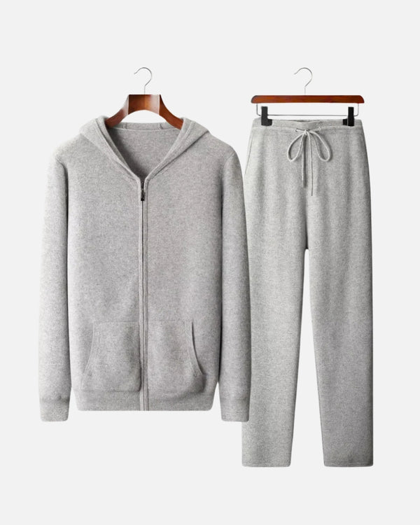 Merinowollen Full-Zip Hoodie Comfort Set - Grijs