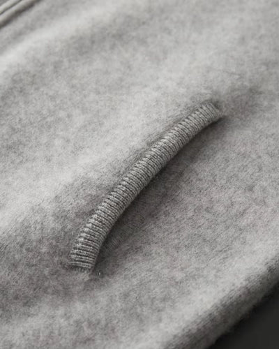 Merinowollen Full-Zip Stripe Sweater - Grijs