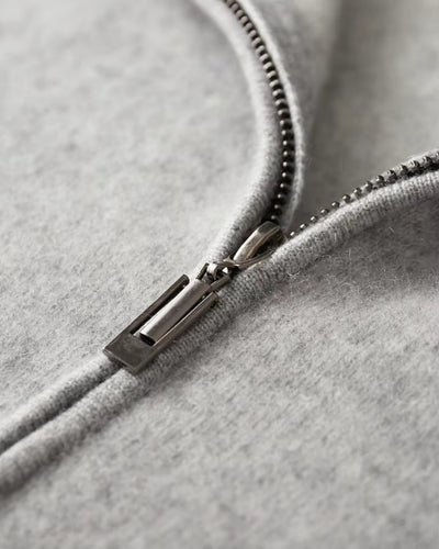 Merinowollen Full-Zip Stripe Sweater - Grijs