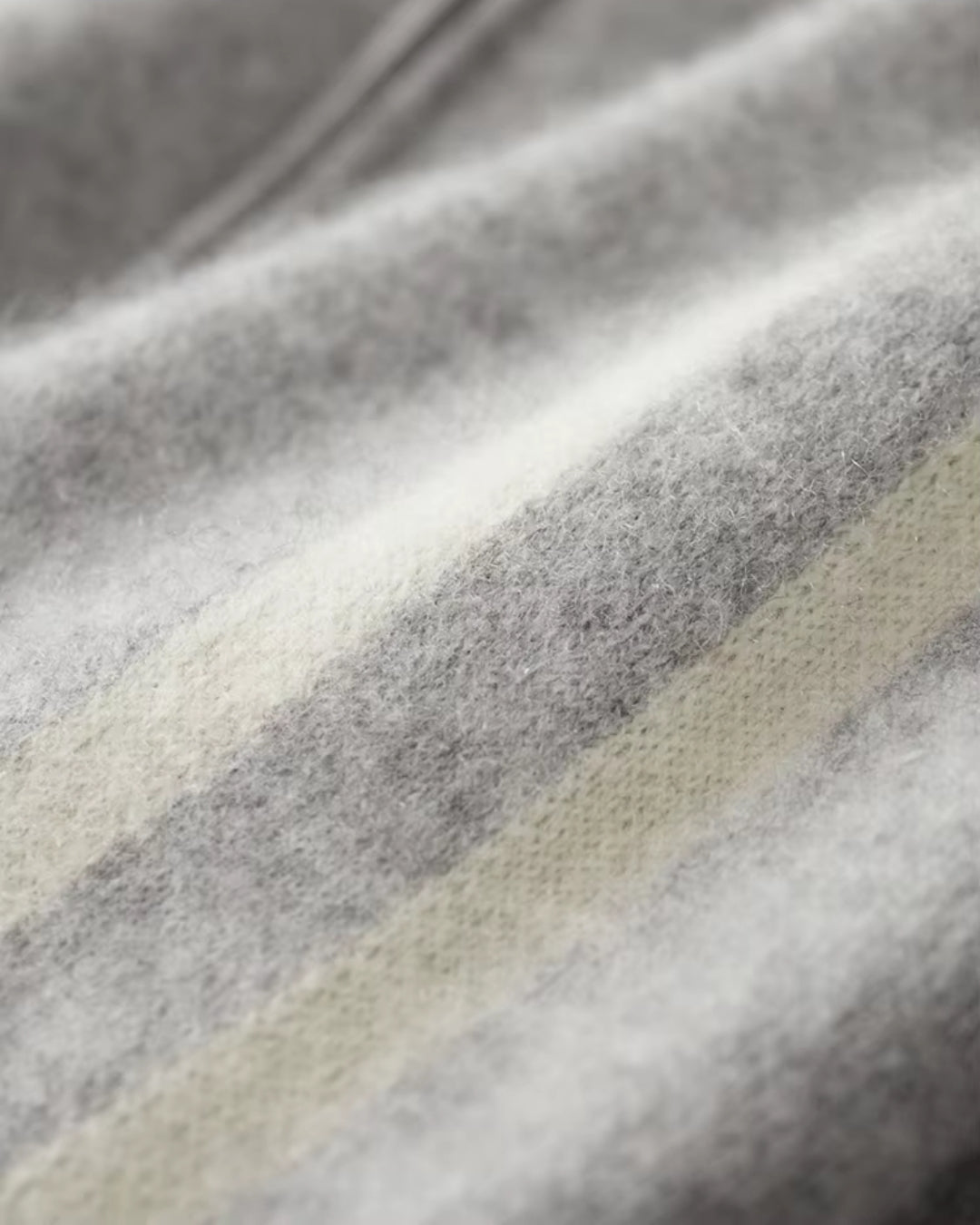 Merinowollen Full-Zip Stripe Sweater - Grijs