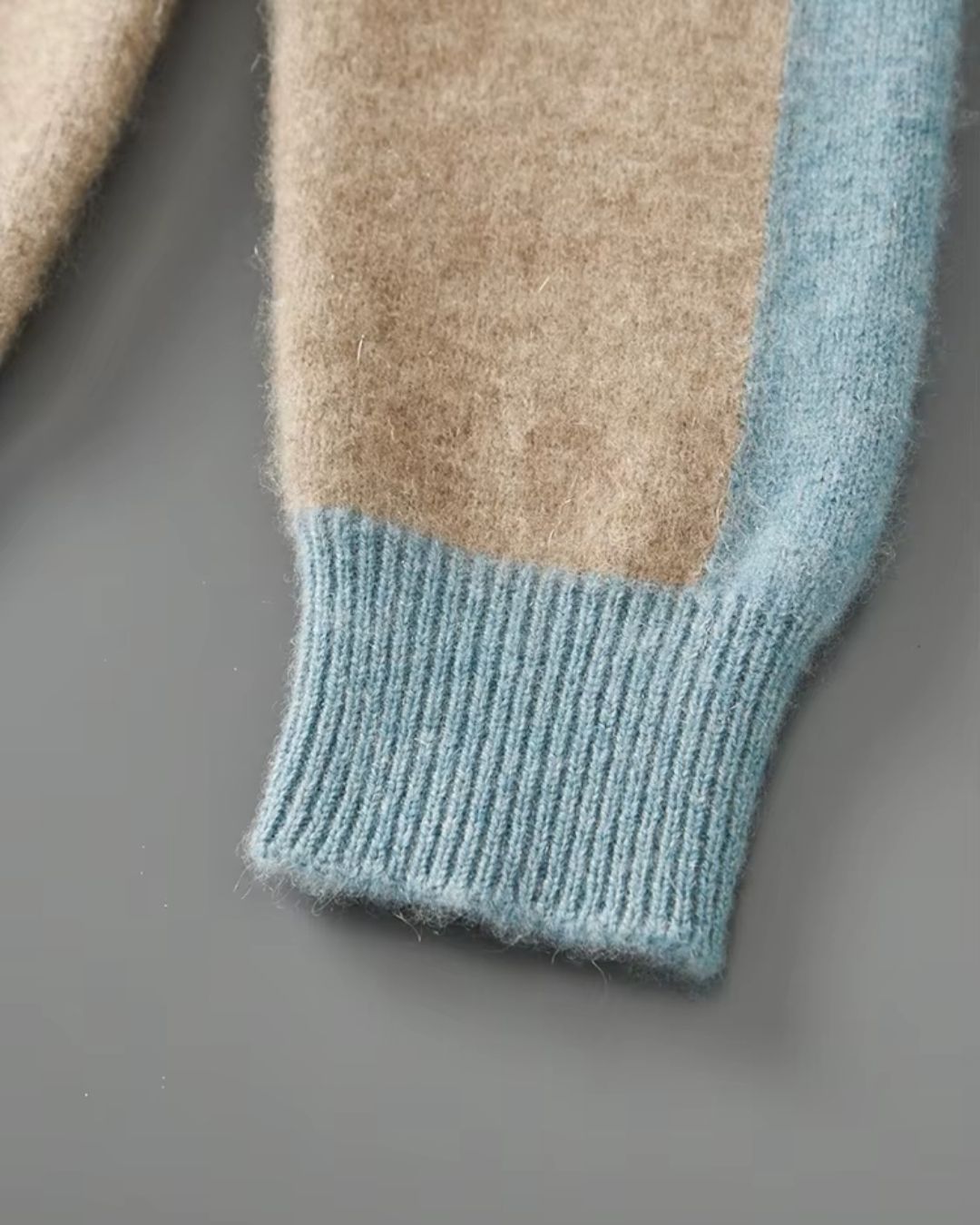 Merinowollen Full-Zip Sweater Two-Tone - Camel