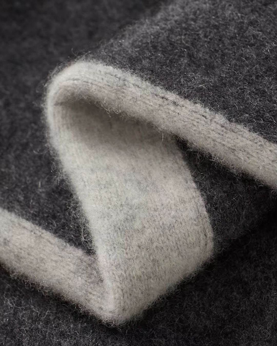 Merinowollen Full-Zip Sweater Two-Tone - Grafiet