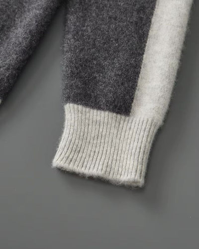 Merinowollen Full-Zip Sweater Two-Tone - Grafiet