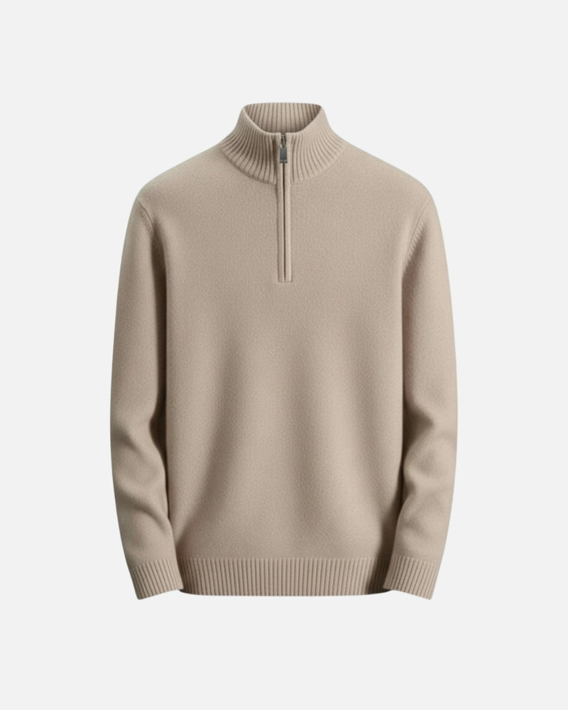 Merino Wool Quarter-Zip Sweater - Camel