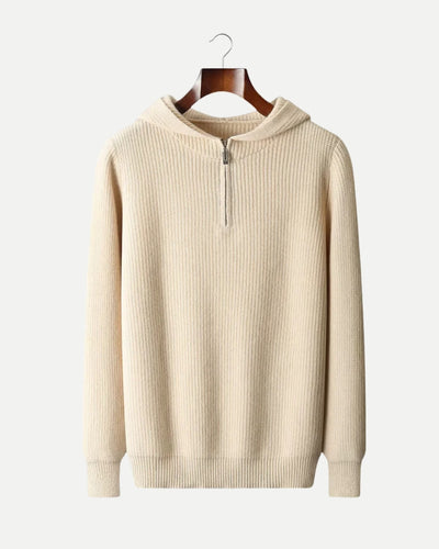 Merinowollen Half Zip Hoodie - Beige