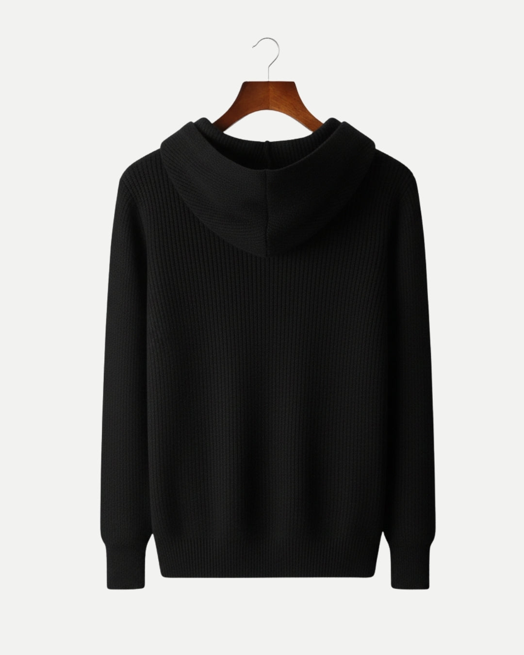 Merinowollen Half Zip Hoodie - Zwart