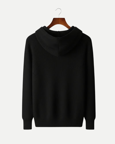 Merinowollen Half Zip Hoodie - Zwart