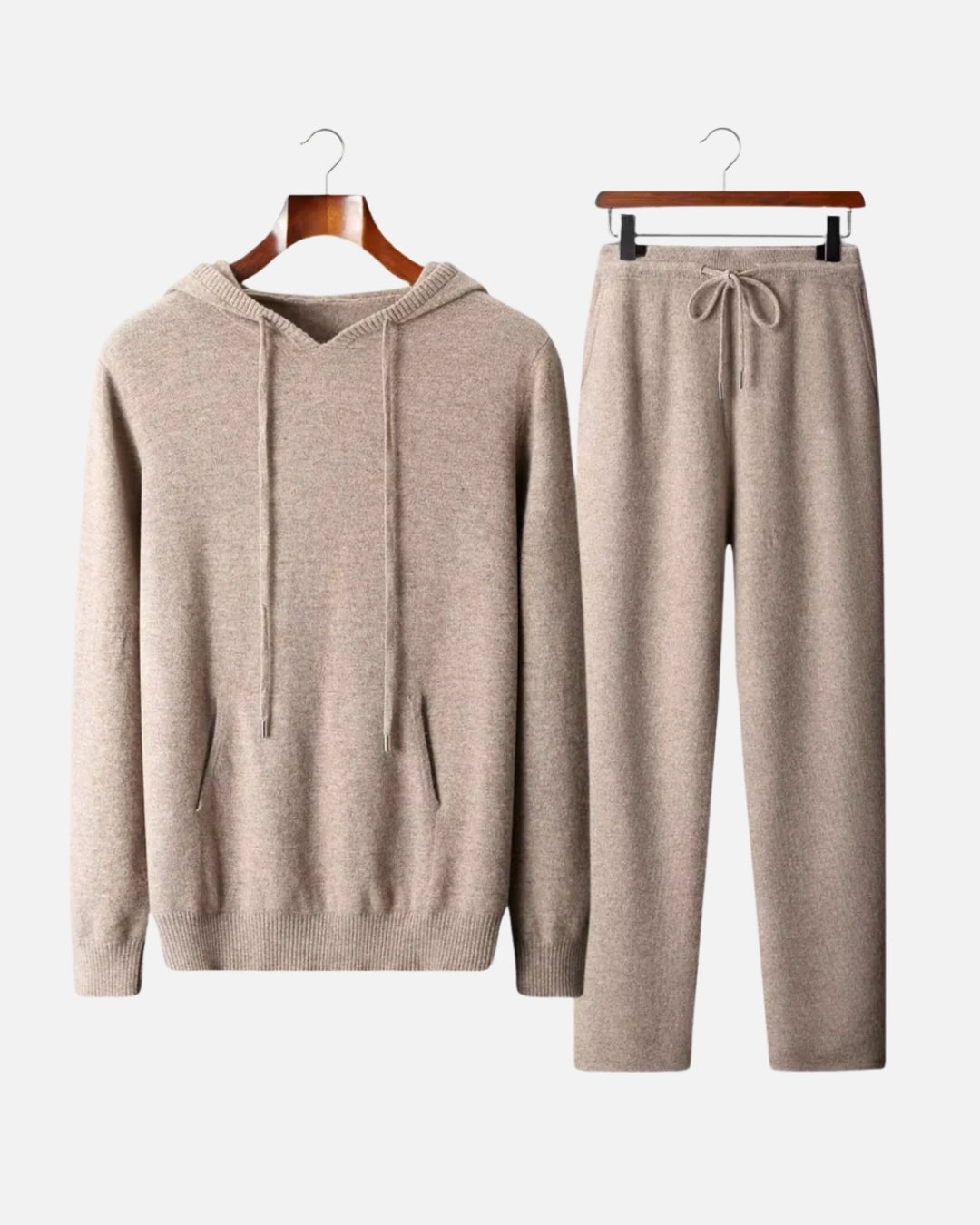 Merinowollen Hoodie Comfort Set - Camel