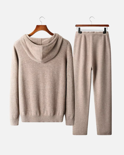 Merinowollen Hoodie Comfort Set - Camel