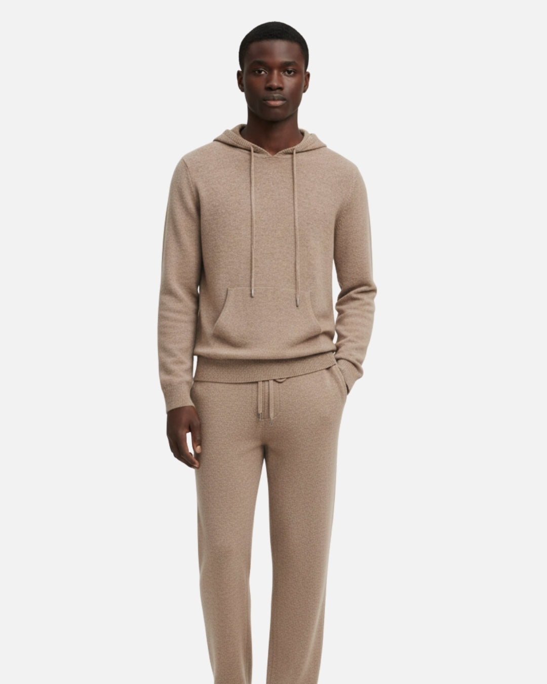 Merinowollen Hoodie Comfort Set - Camel
