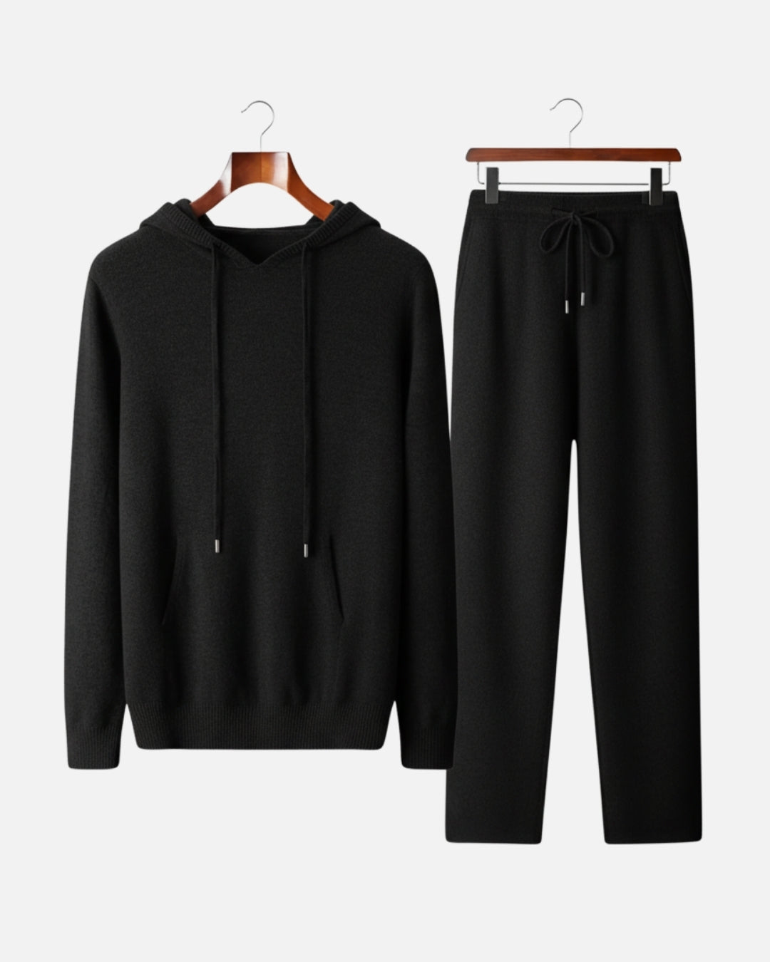 Merinowollen Hoodie Comfort Set - Zwart